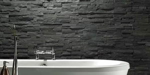 Черная плитка в ванную комнату из натурального камня 3D панели RKS SLATE Сланец Black Slate (2)