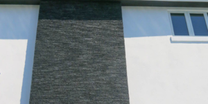Фасад из черного камня полосой 3D панели RKS SLATE Кварцит Black Quartz Pencil купить (6)